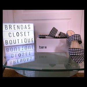 Bar III Black and White Dreamer Slide Sandals